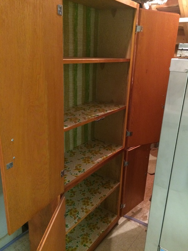 lot 62 image: Wood Cabinet 74 34 inch High x 13 inch D x 29 inch W
