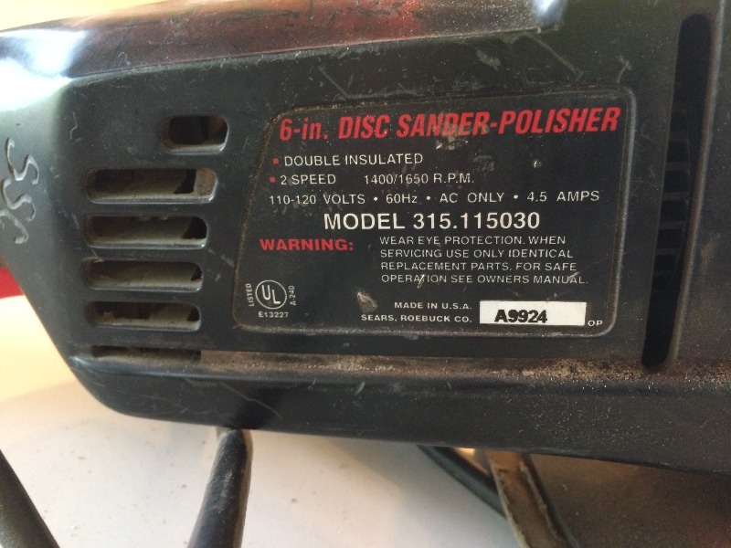 lot 126 image: Craftsman Disc Sander  Polisher  mn 315-115030  Works