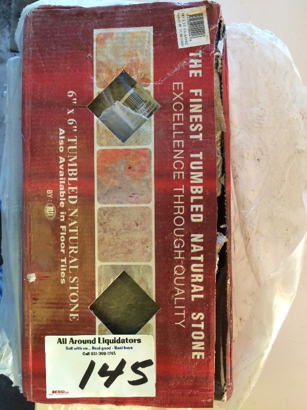 lot 145 image: Tumbled National Stone  Lot of 3 Boxes  6 x 6 S Tile  4 sq ft per box