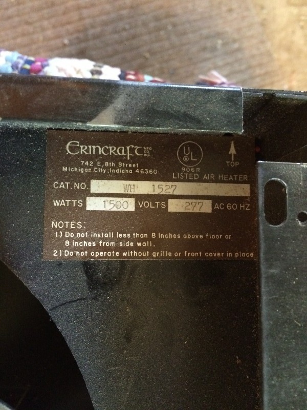 lot 246 image: Wall Heater  1500 watts  208230277 volts    19 14 inch High x 13 14 inch Wide x 4 12 inch Deep   New in Box
