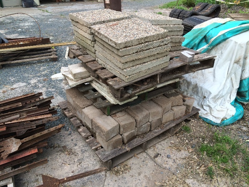 lot 333 image: pallet of landscaping stone, rock, cement pads, blocks Take it all at your price