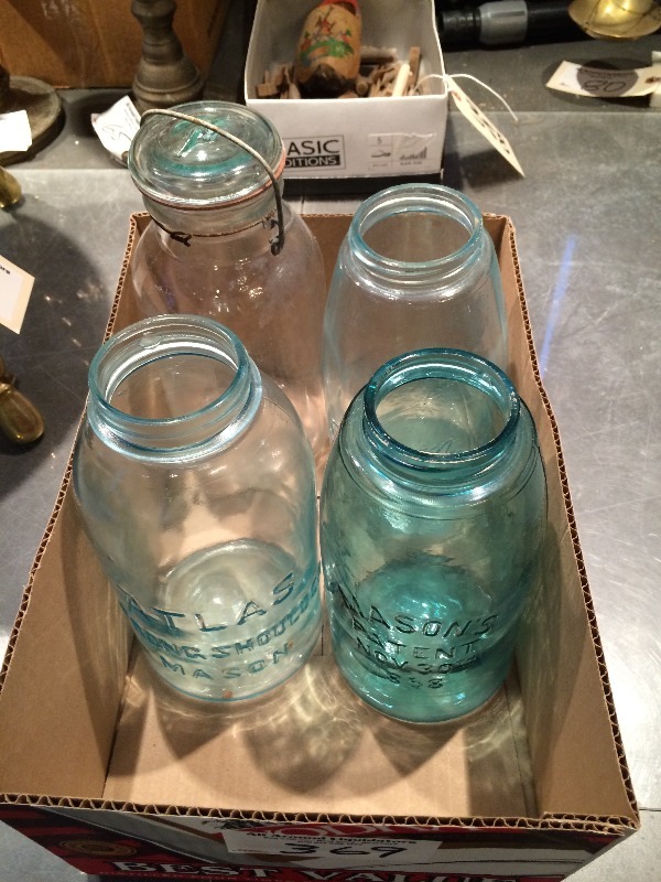 lot 369 image: Atlas Canning Jars - possible antique vintage 1858  Lot of 4