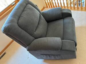 Recliner Chair - Blue Upholstery, Motorized Recline, USB Port