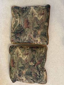 Woodland Scene Tapestry Throw Pillows - Moose & Deer Forest Pair