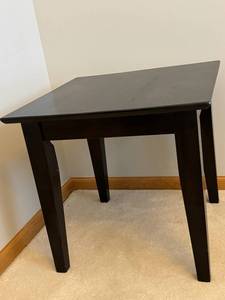 End Table - Dark Espresso Wood, Square Top, 4 Block Legs