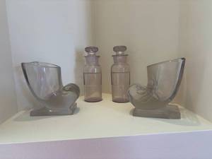 Purple Glass Curved Vases & Stoppered Bottles Set (4-Piece)