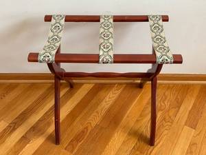 Wooden Frame Stand with Floral Fabric Straps - Vintage