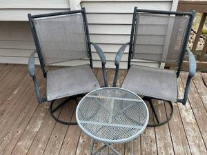 Outdoor Swivel Chairs with Round Mesh Table (Lot of 2)