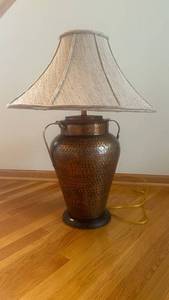 Frederick Cooper Hammered Copper Table Lamp with Linen Shade