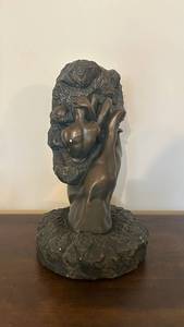Sculpture - Bronze-Finish Hand & Rock with Nude Figure