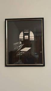 Framed Reimer Monochrome Interior Scene Photograph - Black Frame With Silver Trim