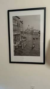 Venice, Italy - Framed Black & White Canal Scene Print