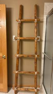 Rustic Handcrafted Wooden Ladder with Rope Bindings - Barnwood Decor Accent
