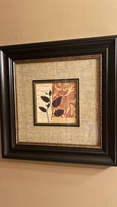 Framed Wall Art - Botanical Silhouette on Vintage Collage (Black Frame)