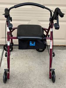 Medline MDS68650ESKD Rollator Walker with Seat & Storage Bag