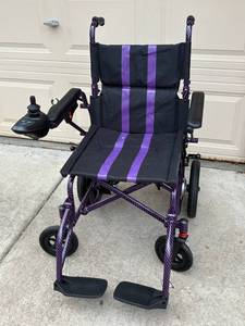 Small Adult or Child Power Wheelchair - PurpleBlack Pattern with Under-Seat Battery & Left Joystick