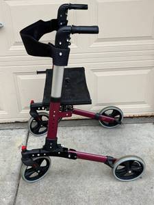 Rollator - Burgundy Frame, 4-Wheel with Seat & Backrest