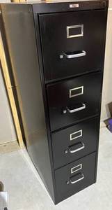 Flex 4-Drawer Filing Cabinet - Black Metal, Label Holders, Vertical