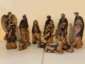 Resin Carved Wood-like Nativity Figures - Angel, Mary, Joseph, Magi & Animals (Assorted)