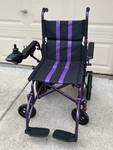 Small Adult or Child Power Wheelchair - Purple/Black Pattern with Under-Seat Battery & Left Joystick