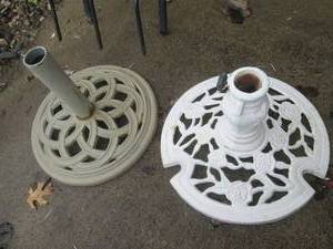 Ornate Cast Iron Garden Table Base Pedestal - White Pair