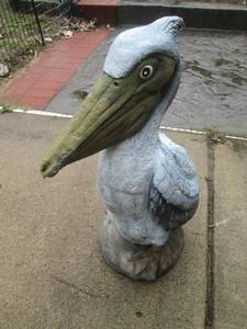 Pelican Garden Statue - Weathered Grey Pelican Sculpture for Outdoor Decor