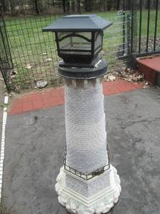Lantern Post with Brick-Pattern Stone Column and Metal Solar Lantern Top