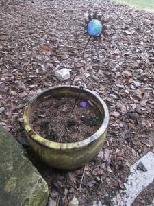 Ceramic Garden Planter with Sunburst Stake and Earth Globe Top