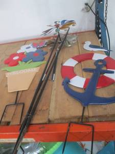 Metal garden decor, Nautical Anchor & Lifebuoy Wall Decor with Welcome Sign