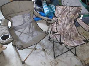 Camouflage Folding Camp Chairs - Set of 2 with Cup Holders
