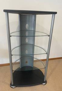 Glass Display Stand with 3 Glass Shelves - 28W x 22D x 52H, Metal Frame