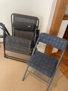 Guidesman Folding Chairs (Lot of 2) - Black Metal Frame, Grey Lattice Fabric