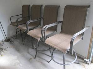 Set of 4 Brown Woven Fabric Patio Chairs