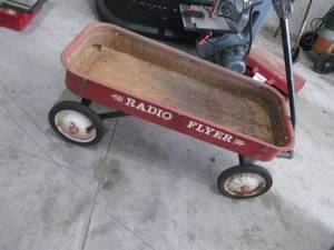 Radio Flyer Red Wagon - Vintage Metal Pull Cart, Rusty Interior
