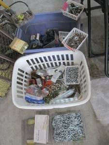 Assorted Zinc-Plated Hardware - Nuts, Bolts, Washers & Chain