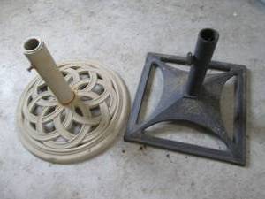 Two Umbrella holders - Square Base with Spout & Circular Lattice Base (Lot of 2)