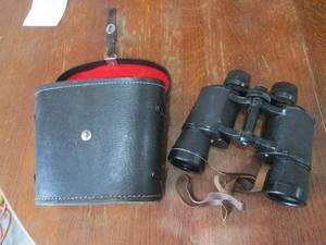 Binoculars with Leather Case and Strap - Vintage Field Glasses