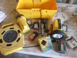 Yellow Power Tools & Lighting Set - Cord Reel, LED Work Lights, Flashlights & Accessories