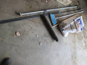 Blue Push Broom & Extension Poles & Hand-Rake Attachment - Cleaning Tools