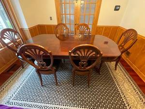 Oval Dining Table Set with Six Chairs - 60 x 44 x 30, plus leaf