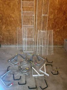White Wire Closet Shelving Panels & Brackets with Rails - Hardware Set