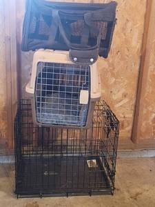 Sherpa Soft-Sided Pet Carrier, Beige Plastic Kennel & Black Wire Dog Crate (3-Piece Set)