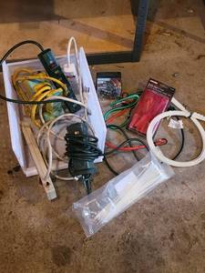 Ultra Steel 20pc Hook & Loop Cable Ties & Assorted Power Strips & Cables Bundle