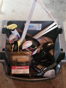 Car Care Bundle in Bin Meguiars Even Coat Cloths, Armor All Spray, Attwood Fuel Filter Kit