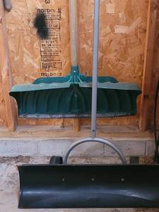 Lot of snow shovels
