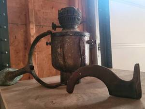 Antique Cast Iron Kerosene Lamp Burner with Shade Holder
