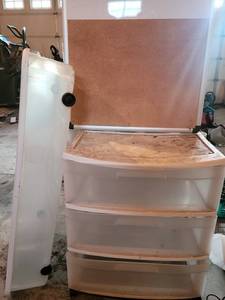 White 3-Drawer Plastic Storage Cabinet on Casters