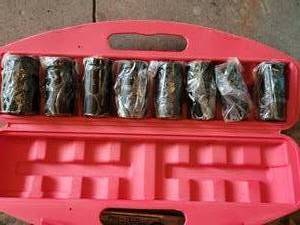 8-Piece 34in Drive Deep Socket Set, 21-38mm - Red Case