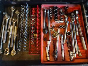 Socket Set with Ratchets, Sockets & Wrenches in Red Organizer Case