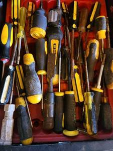 Assorted Screwdrivers With YellowBlack Handles - Workshop Tools